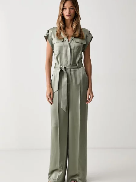 Guess salopetă pentru femei cu acetat FLORA verde