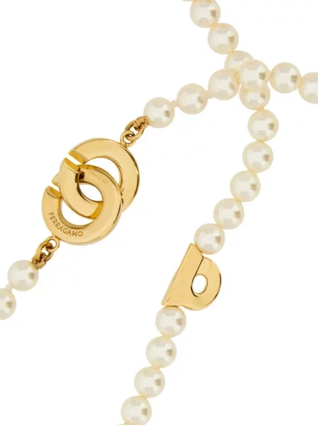 Colier Ferragamo cu perle auriu