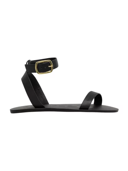 Manebi sandały skórzane Black one band with buckle Leat czarne
