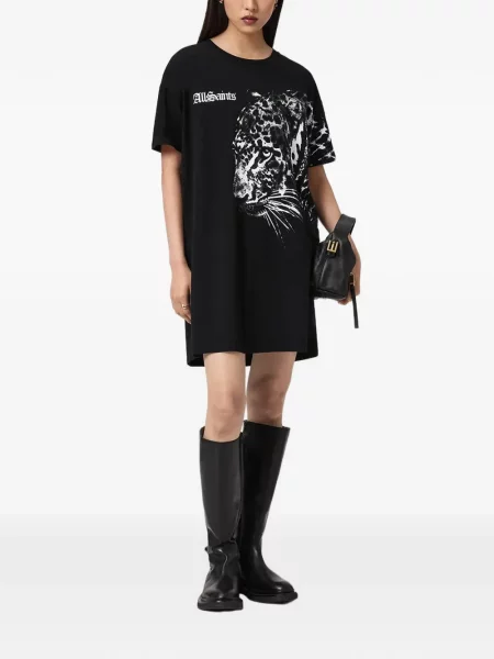 Rochie tip cămașă Allsaints cu imagine cu model leopard negru