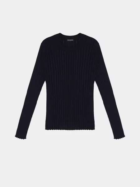 Лонгслів Braska бавовна/акрил синій