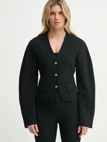 Nanushka marynarka KIYO jednorzędowa gładka czarny
