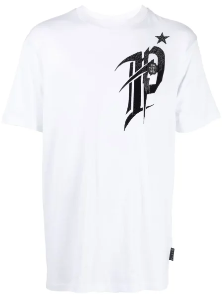 Tricou Philipp Plein cu imagine scurt alb