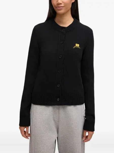 Cardigan Ganni cu broderie negru