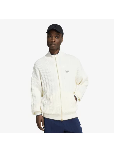 Пуловер adidas Firebird Cable Knit Track Top Cloud White L бяло