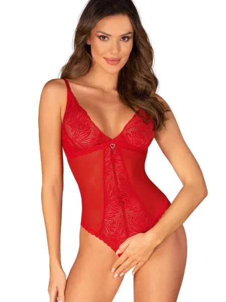 Эротическое боди с разрезом Боди_Obsessive_Chilisa червоне