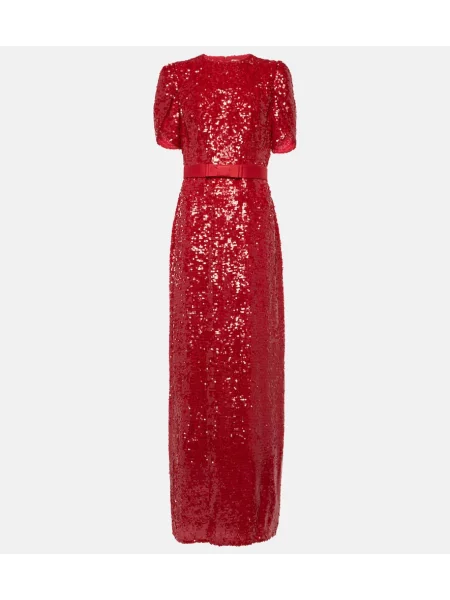 Rochie maxi Erdem cu funde de costum roșu