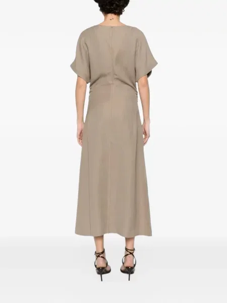 Rochie maxi Brunello Cucinelli cu decolteu în V maro