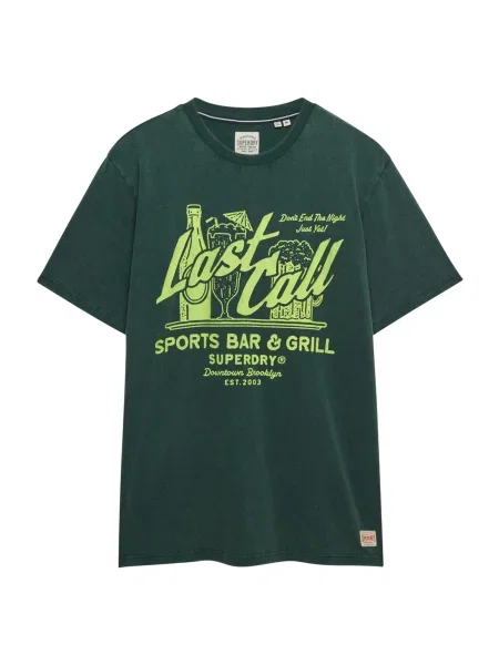 Superdry & Co Póló LOCAL BUSINESS neonzöld / sötétzöld