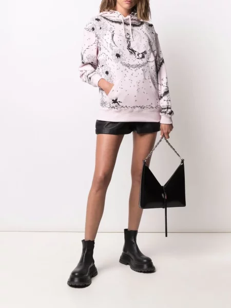 Lung hanorac cu glugă Givenchy cu imagine roz
