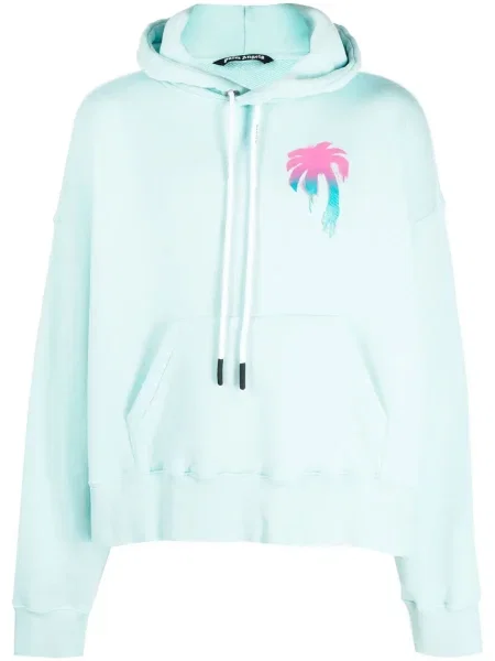 Hanorac cu glugă Palm Angels cu imagine albastru
