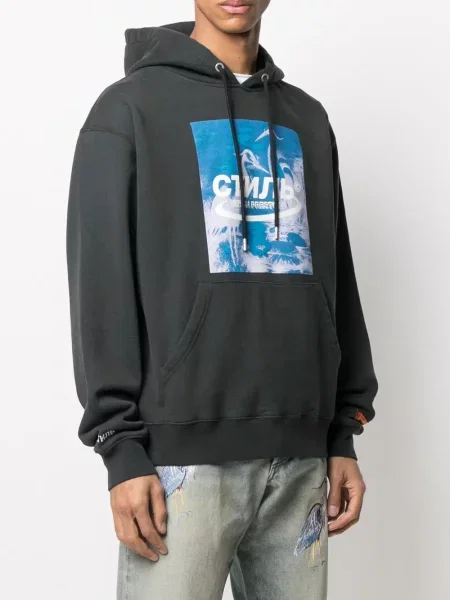 Hanorac cu glugă Heron Preston cu imagine cu cordon negru