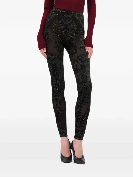 Legginsy Roberto Cavalli z nadrukiem czarne