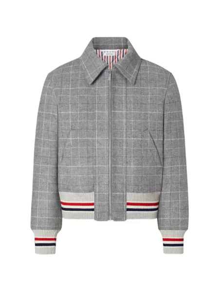 Geacă Thom Browne cu model pepito din tweed gri