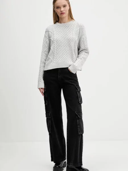 Guess Jeans Sveter s prímesou vlny sivá