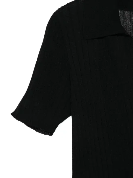 Gulerat top Roberto Collina cu nervuri negru