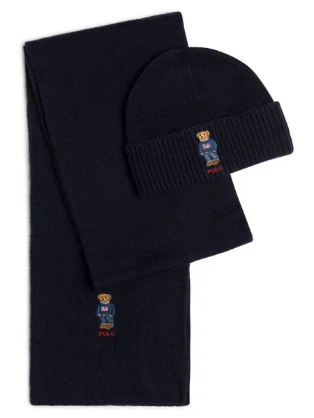 Szal Polo Ralph Lauren wełniana niebieska
