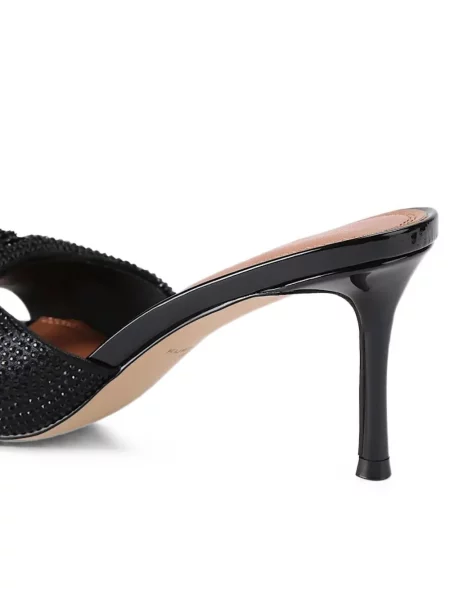 Papuci tip mules Kurt Geiger London din țesătură twill negru