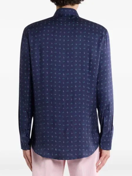 Cămașă Etro cu imagine cu model paisley albastru