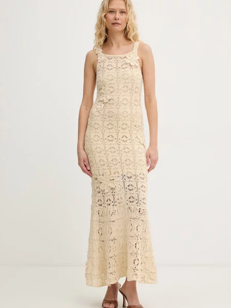 Pinko sukienka syrenka z bawełną beżowa