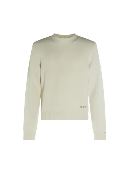 Sweter A.p.c. z okrągłym dekoltem beżowy
