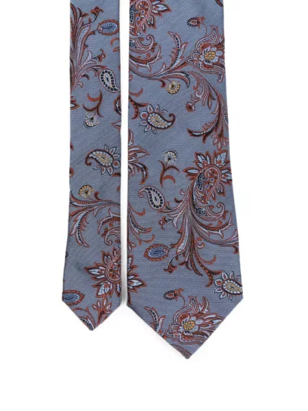 Cravată Etro de mătase cu imagine cu model paisley gri