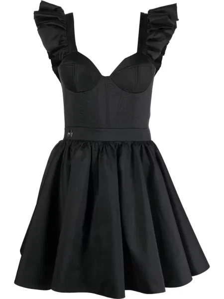 Rochie mini Philipp Plein cu volane de costum negru