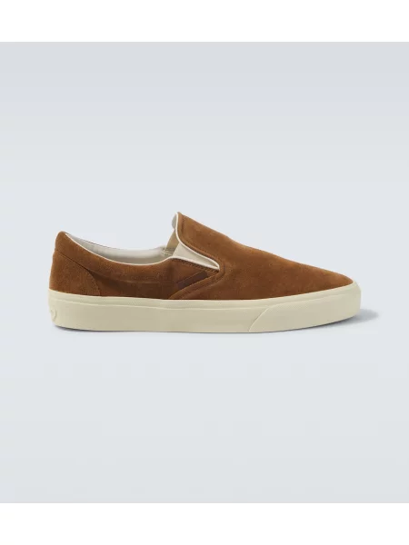 Chiloți Tom Ford din piele de căprioară slip-on maro