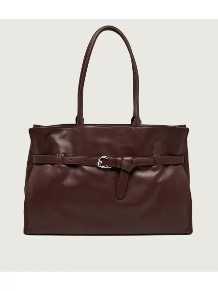 Coccinelle De piele geantă shopper Coccinelle Sabine Soft maro