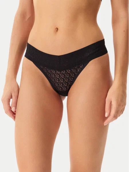 Figi z obszyciem koronką Calvin Klein Underwear czarne