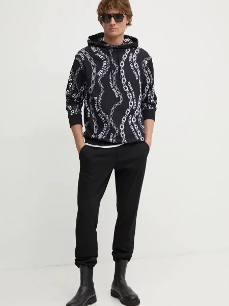 Versace Jeans Couture bluza z kapturem wzorzysta czarny