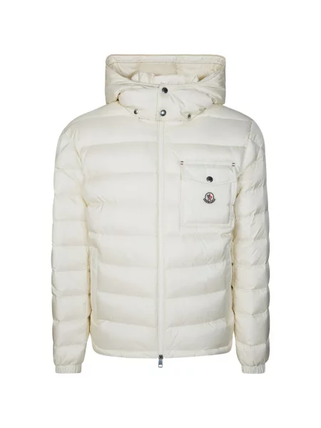 Geacă cu puf Moncler cu glugă alb