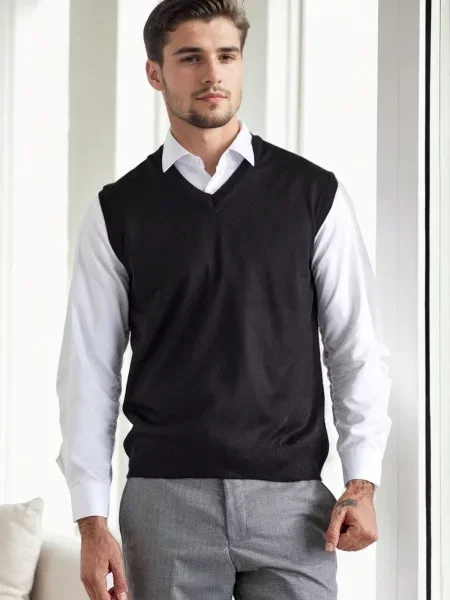 Dzianinowa bluza Dewberry bez rękawów z dekoltem w serek czarna