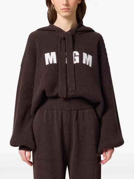 Hanorac cu glugă Msgm cu imagine maro
