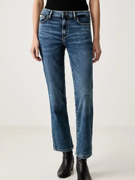 Guess Jeans blugi straight pentru femei albastru