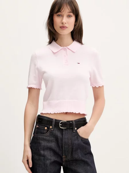 Tommy Jeans polo swetrowe różowa