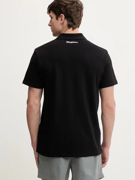 Bombažen polo Karl Lagerfeld KL METAL črna