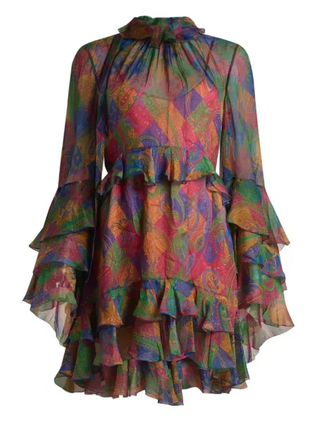 Rochie mini Etro cu model paisley de costum roșu