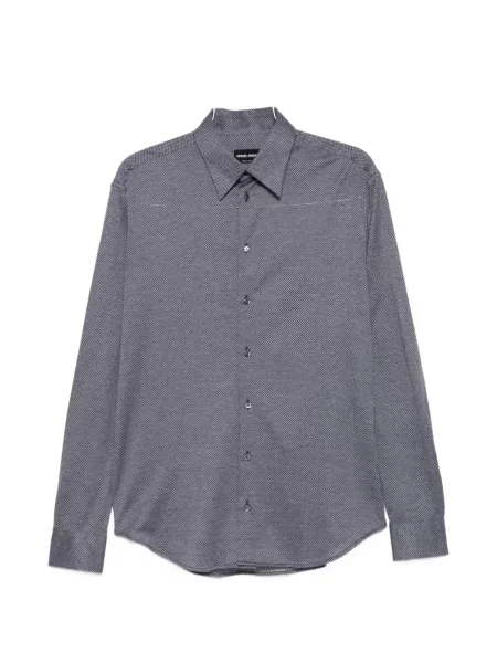 Lung cămașă Giorgio Armani cu imagine cu imprimeu geometric albastru