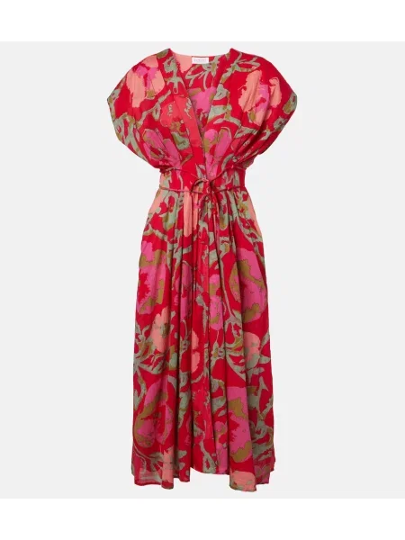 Rochie midi Velvet de catifea cu imagine roșu