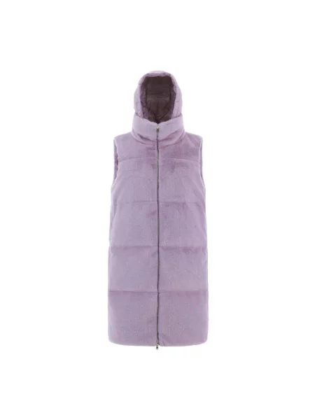 Futrzana kamizelka Herno bez rękawów z futerkiem fioletowa