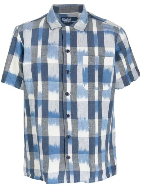 Majica Polo Ralph Lauren od brušene kože karirana s printom ružičasta