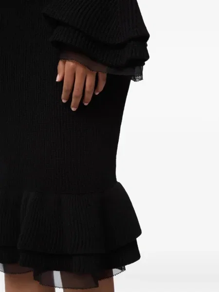 Fustă Nina Ricci tricotate cu volane negru