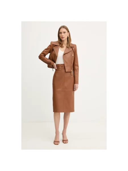 Top Elisabetta Franchi wełniany na ramiączkach z logo beżowy