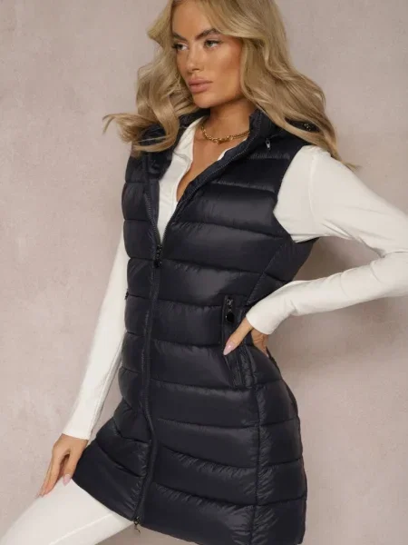 Vestă Matlasată Bleumarin cu Glugă Detașabilă Samore