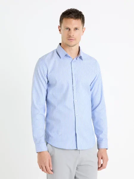 Črtasta majica Celio s črtami modra