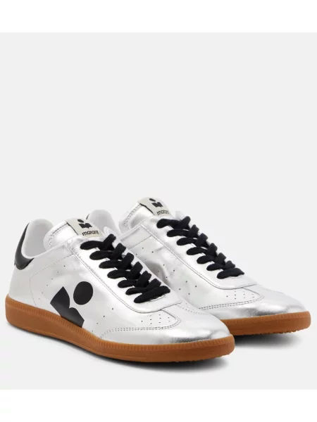 Sneakerși Isabel Marant din piele argintiu