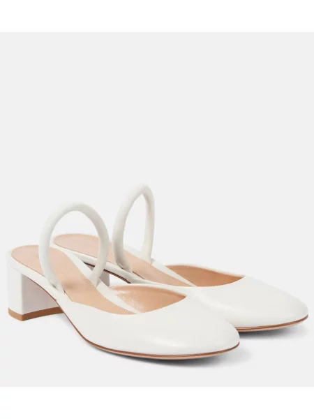 Papuci tip mules Gianvito Rossi din piele alb