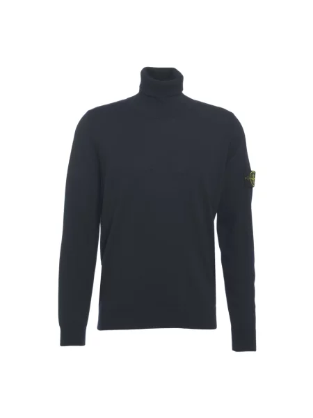 Sweter z golfem Stone Island klasyczny z kamieniami niebieski