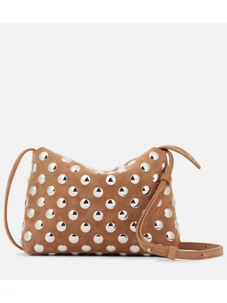 Crossbody torbica Khaite iz semiša z žeblji rjava